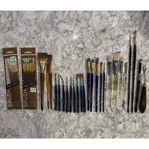 Lot Of Vintage Oil Paint Brushes 40 Winsor & Newton Robert Simmons Master Touch